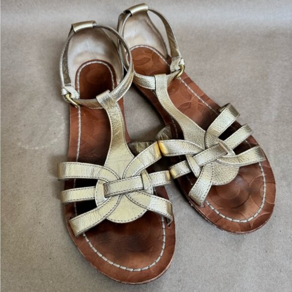 Coach Sally Gold Metallic Leather Sandals. Size 9B - Picture 1 of 10